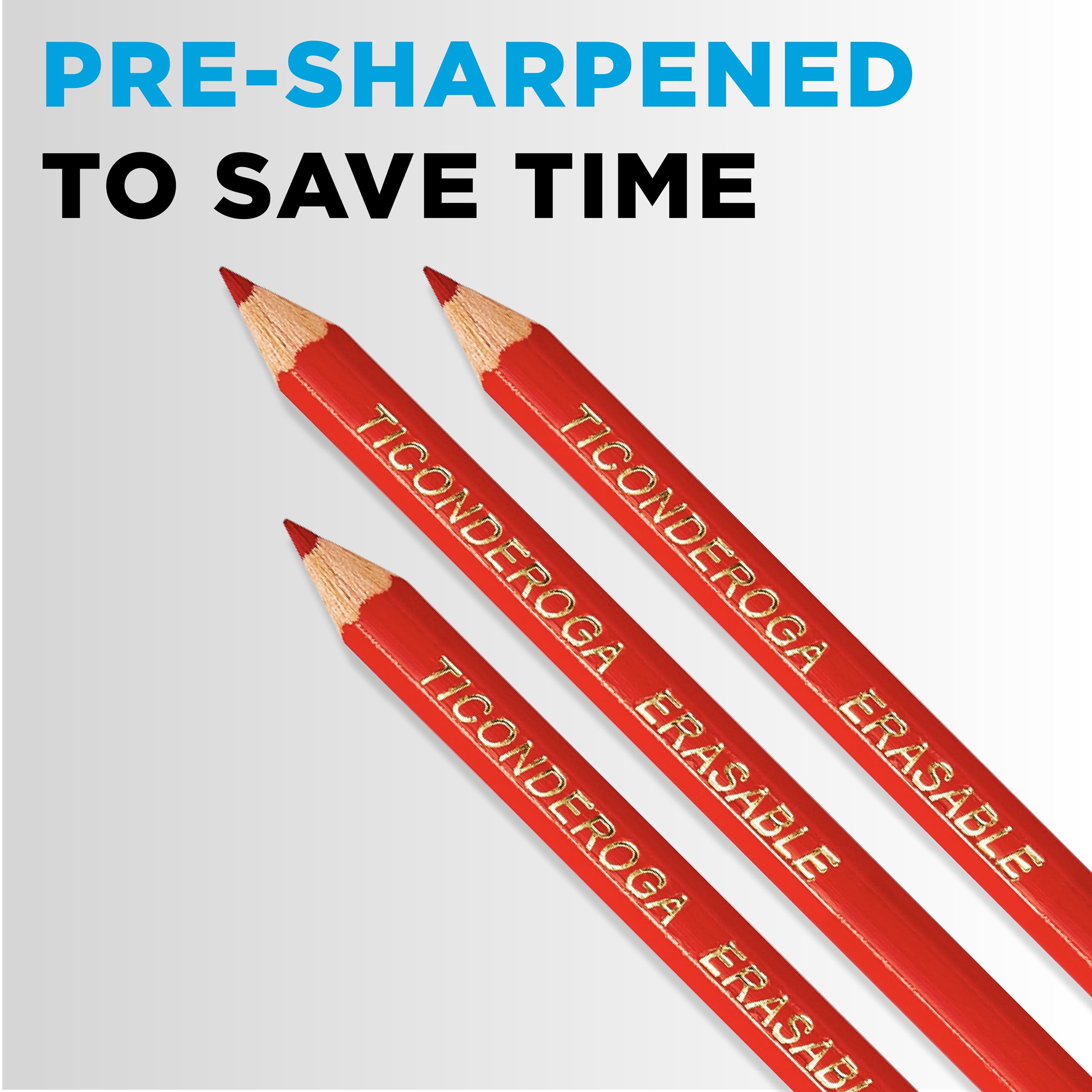 TICONDEROGA Erasable Checking Pencils, Pre-Sharpened with Eraser, Red, Pack of 2 (13901) - Image 5