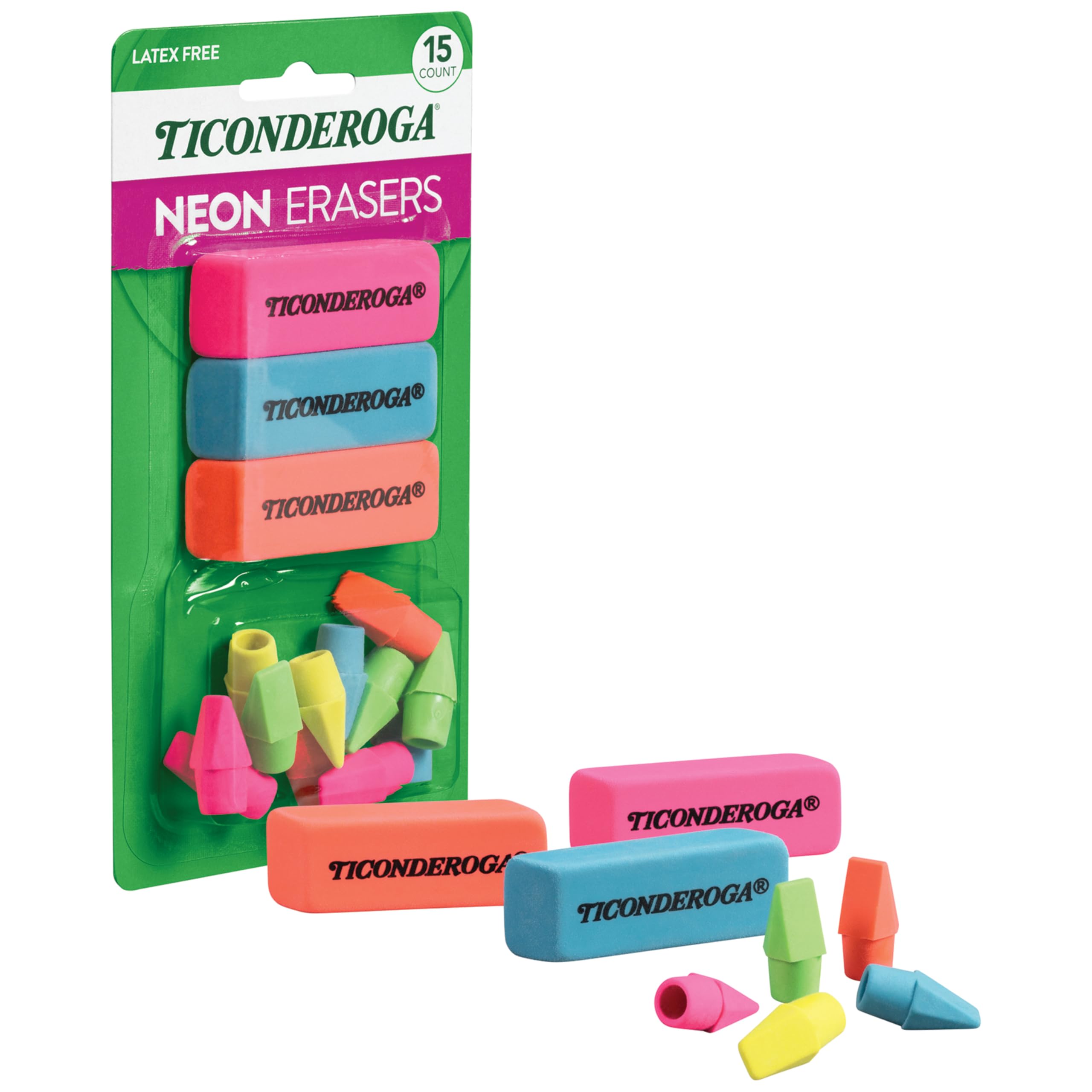 Ticonderoga Erasers, Neon, 15 Count (Pack of 8) (38931SP) - Image 5