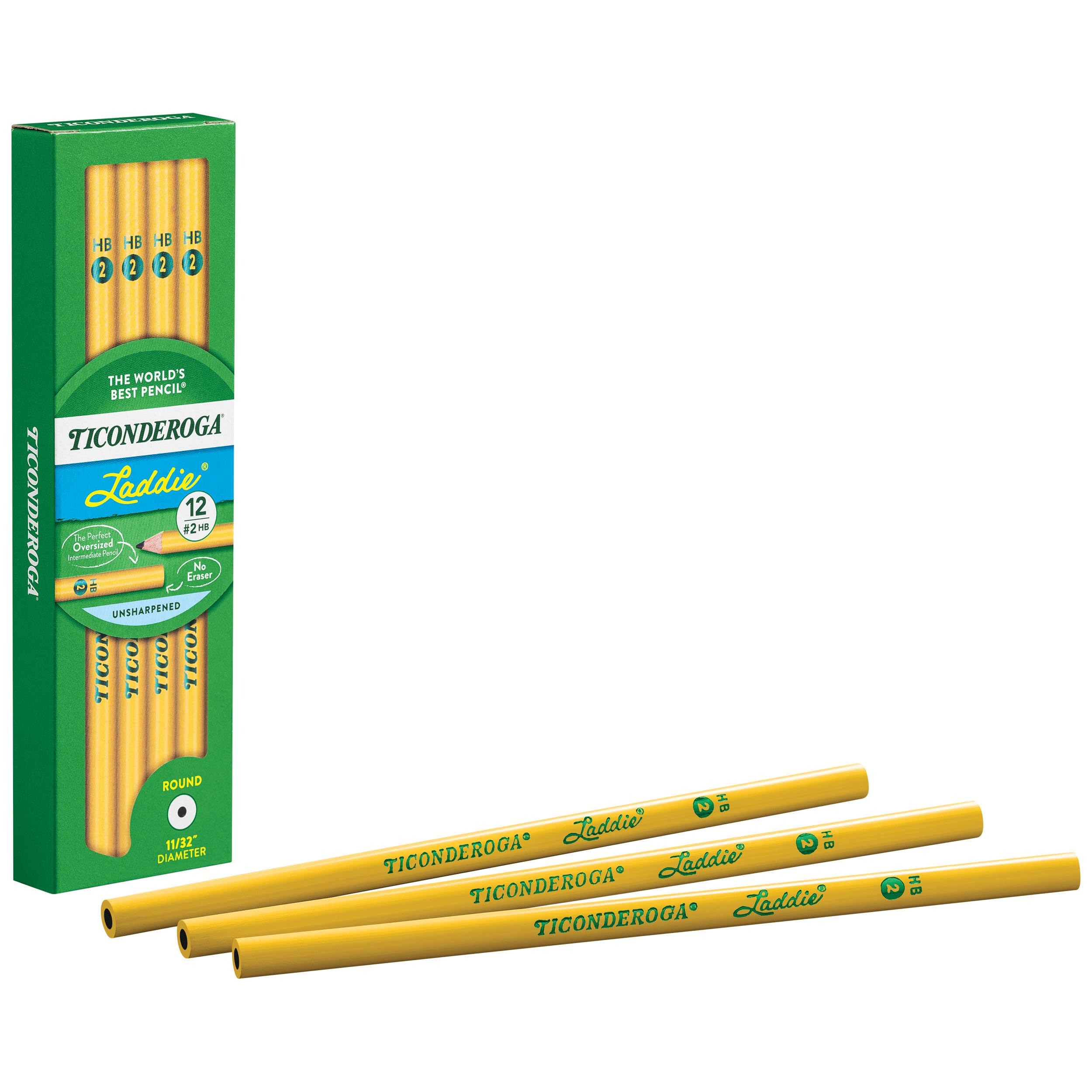 TICONDEROGA Laddie Pencils, Wood-Cased #2 HB Soft without Eraser, Yellow, 12-Pack (13040) - Image 5