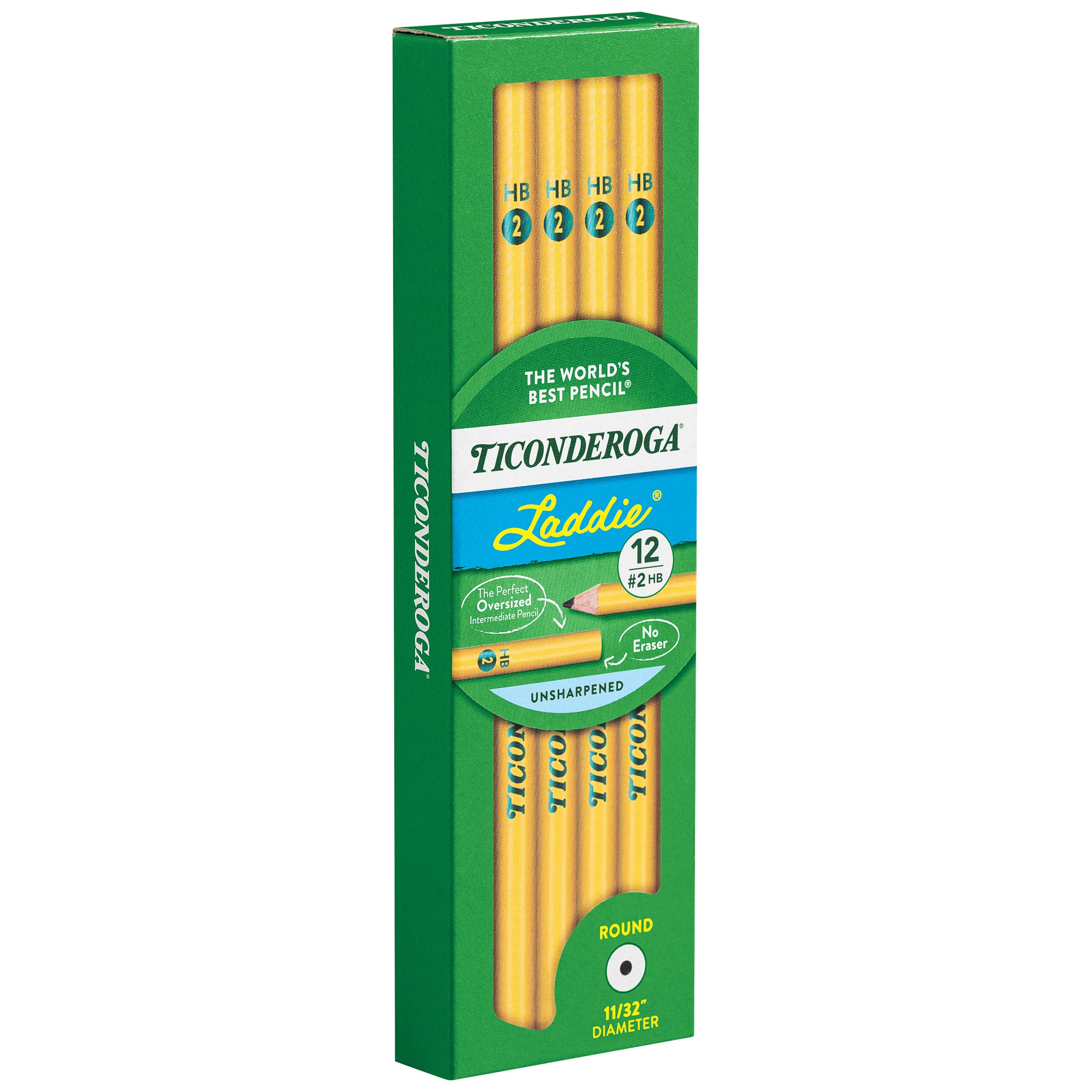 TICONDEROGA Laddie Pencils, Wood-Cased #2 HB Soft without Eraser, Yellow, 12-Pack (13040) - Image 6