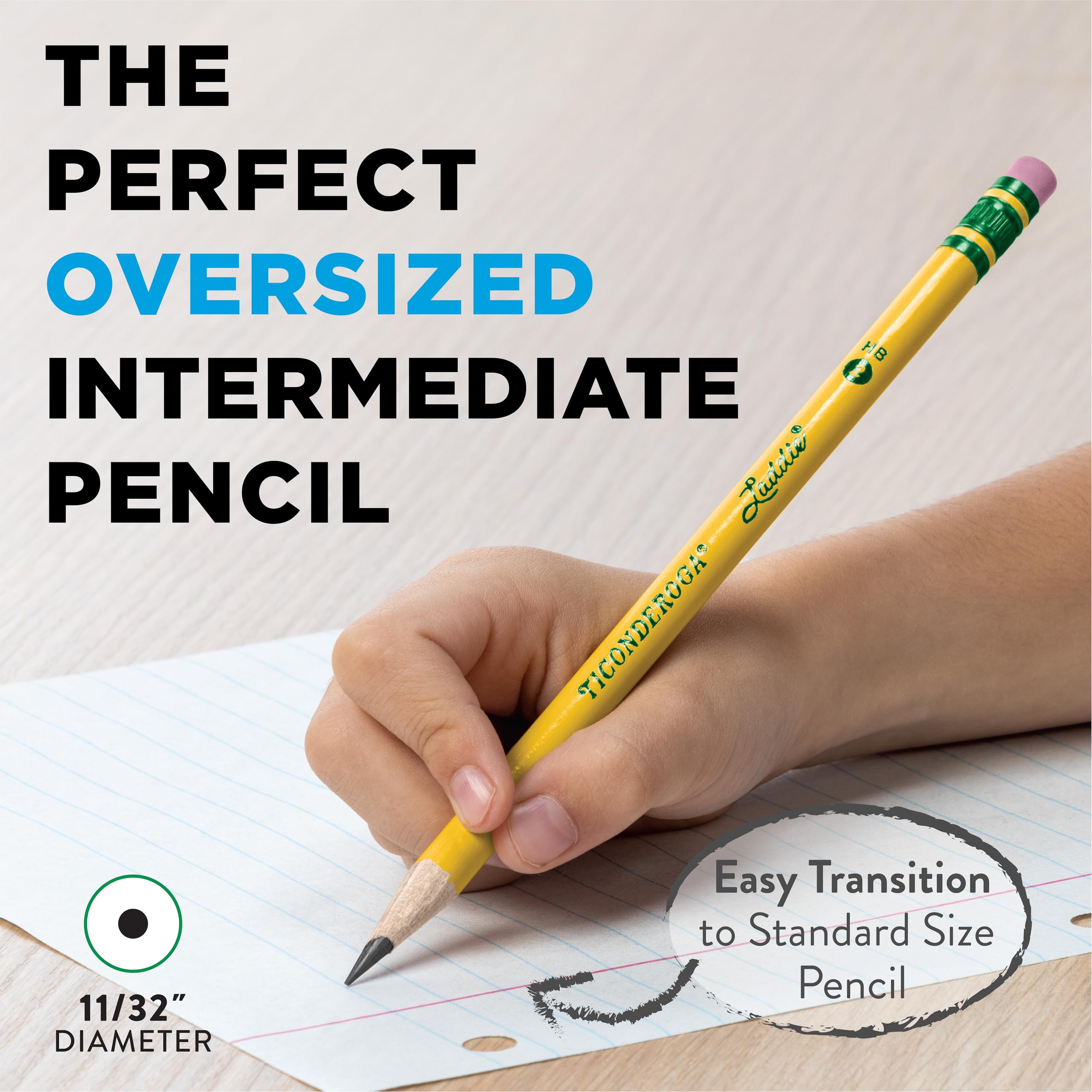 Ticonderoga Laddie Wood-Cased Pencils, #2 HB Soft, With Erasers, Yellow, 12 Count - Image 3