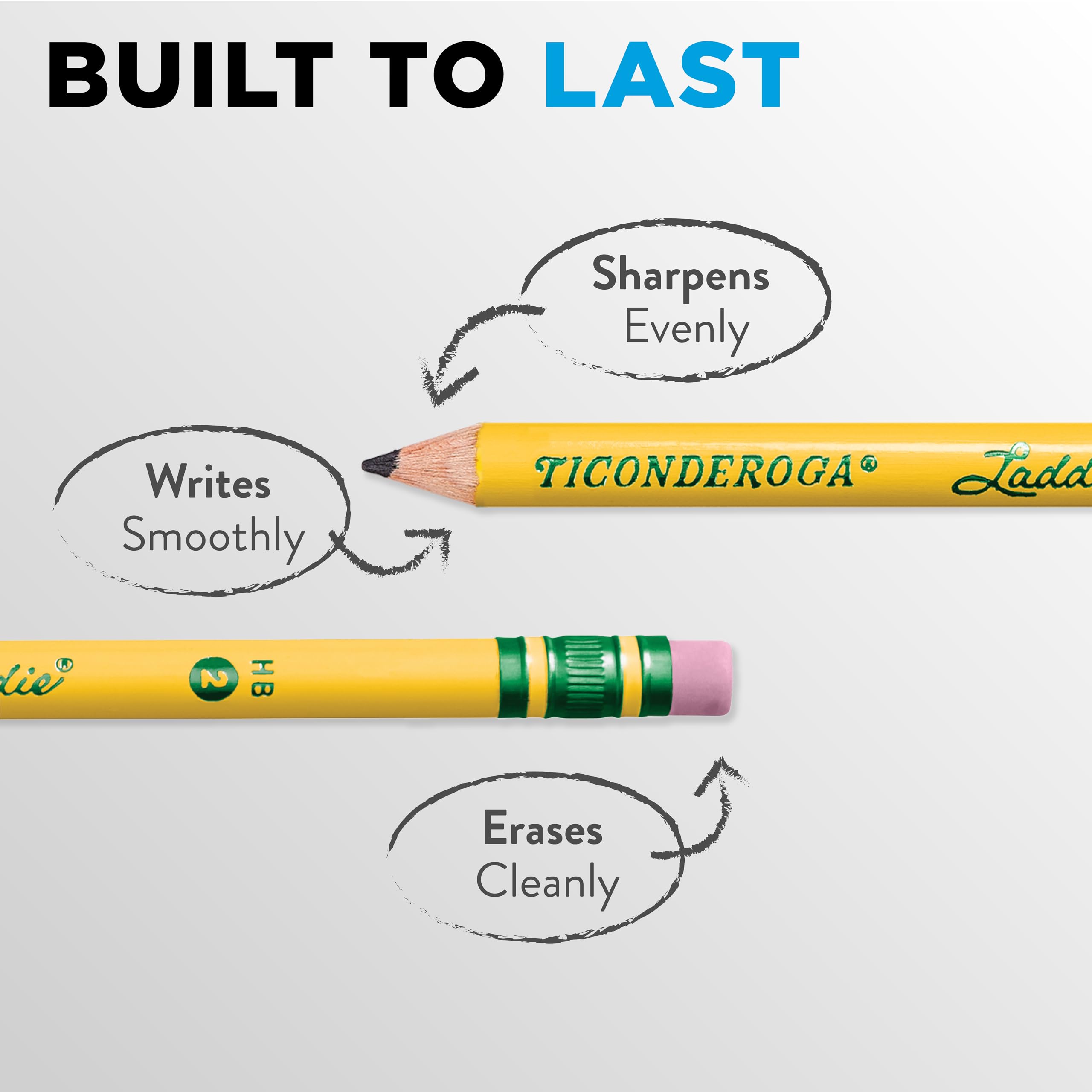 Ticonderoga Laddie Wood-Cased Pencils, #2 HB Soft, With Erasers, Yellow, 12 Count - Image 5