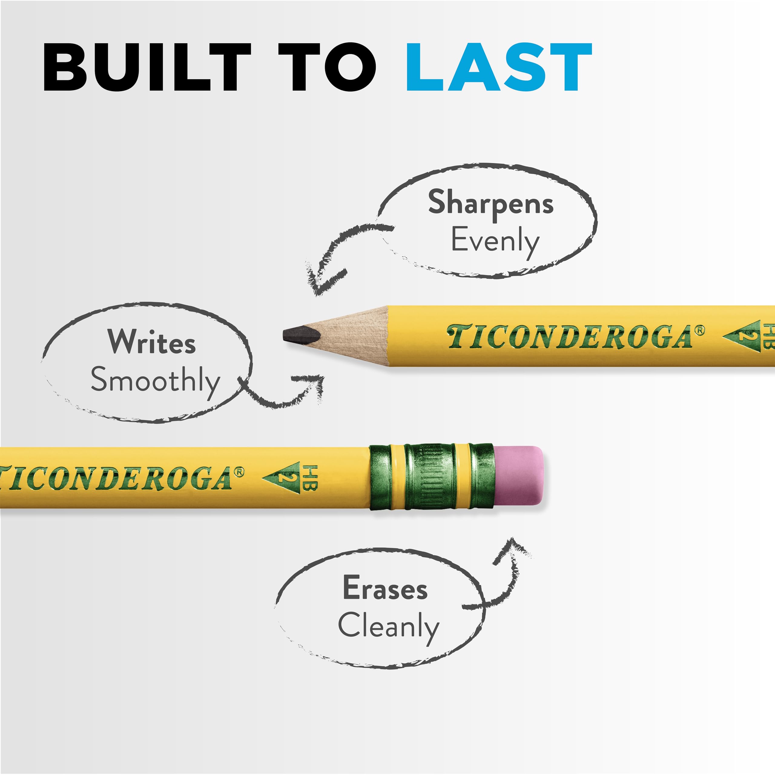 Ticonderoga My First Short Triangular Wood-Cased Pencils, #2 HB Soft, With Erasers, Yellow, 4 Count - Image 5