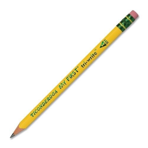 Ticonderoga My First Tri-Write Wood-Cased Pencils, Unsharpened, 2 HB Soft, With Erasers, Yellow, 36 Count - Image 4