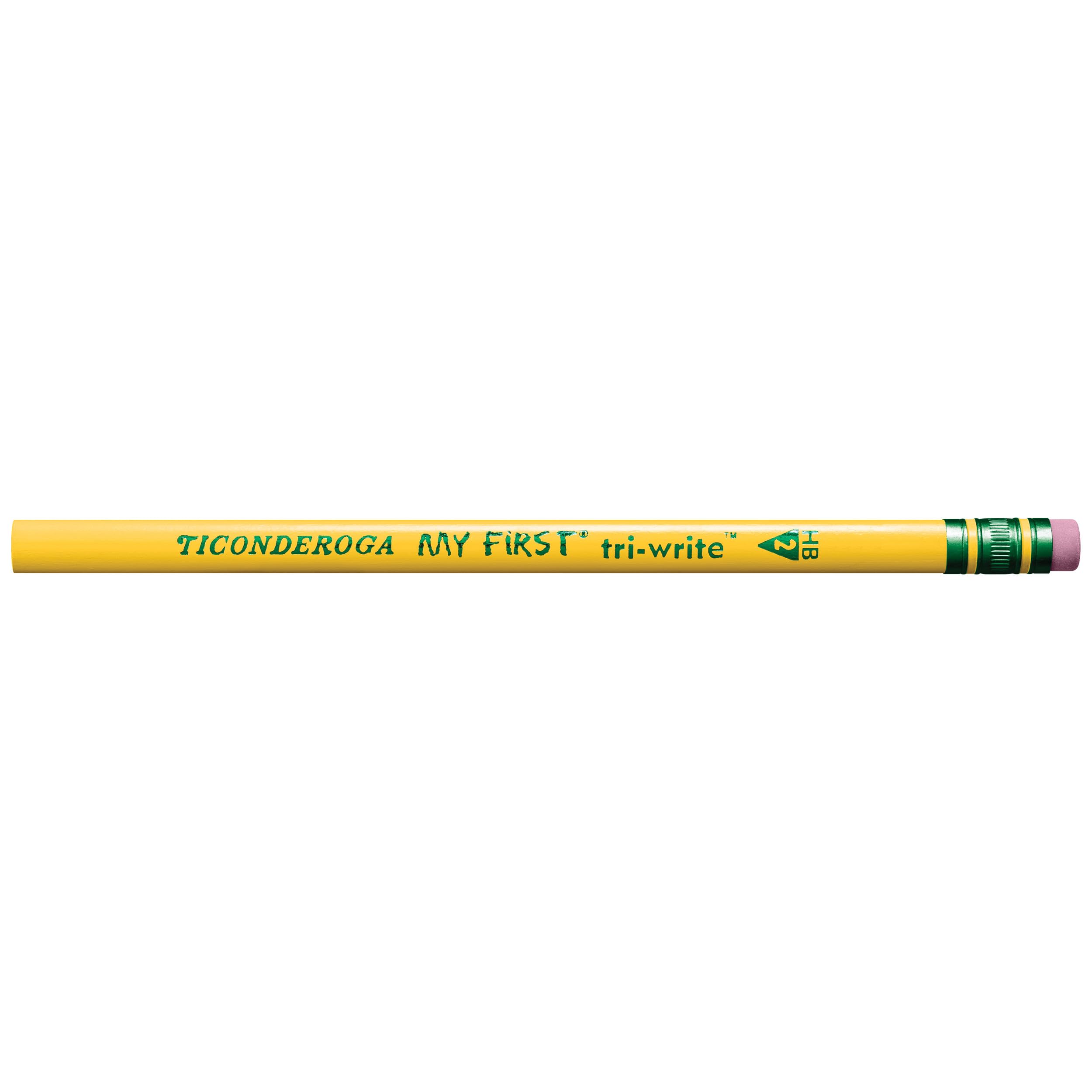 Ticonderoga My First Tri-Write Wood-Cased Pencils, Unsharpened, 2 HB Soft, With Erasers, Yellow, 36 Count - Image 5