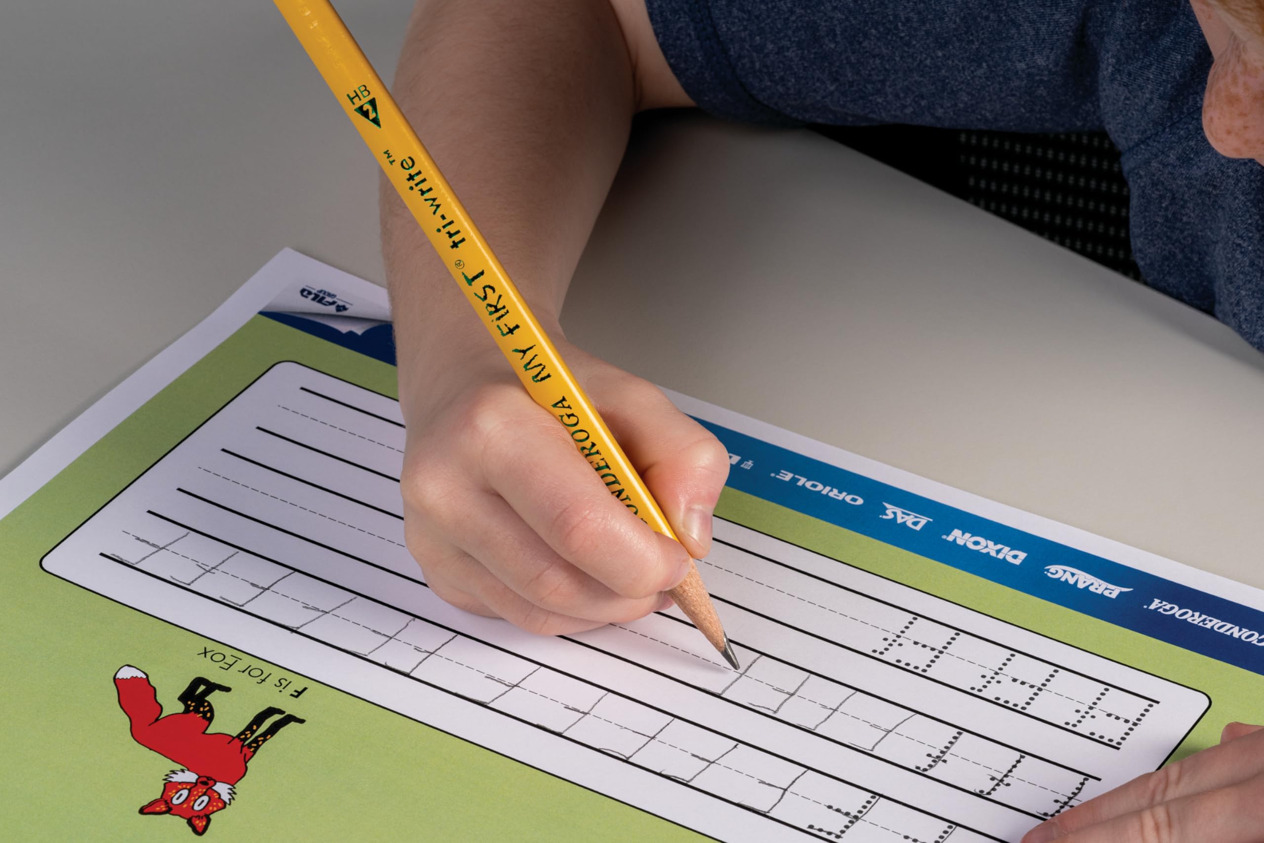 Ticonderoga My First Tri-Write Wood-Cased Pencils, Unsharpened, 2 HB Soft, With Erasers, Yellow, 36 Count - Image 8