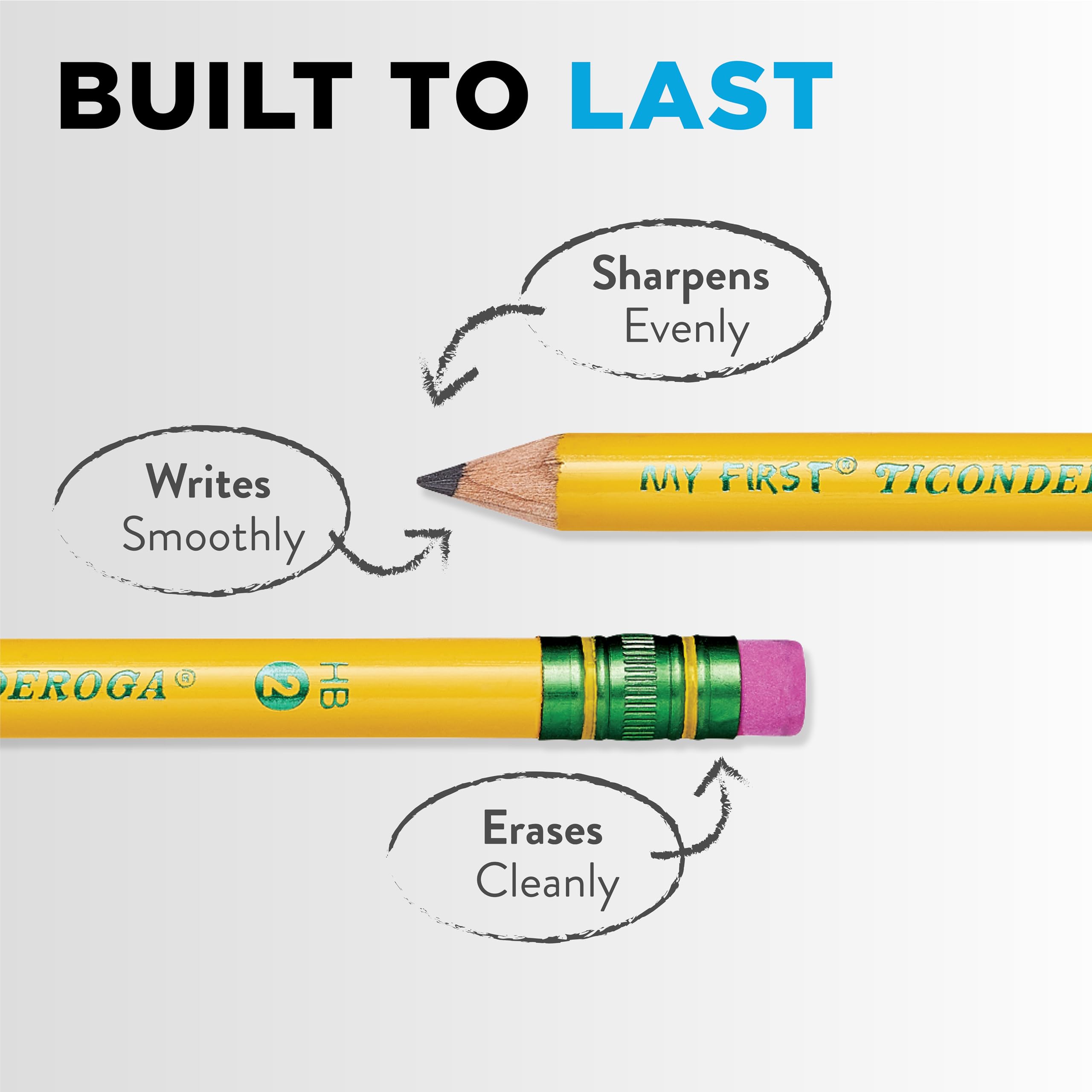 Ticonderoga My First Wood-Cased Pencils, Pre-Sharpened, 2 HB, With Sharpener, Yellow, 4 Count - Image 6