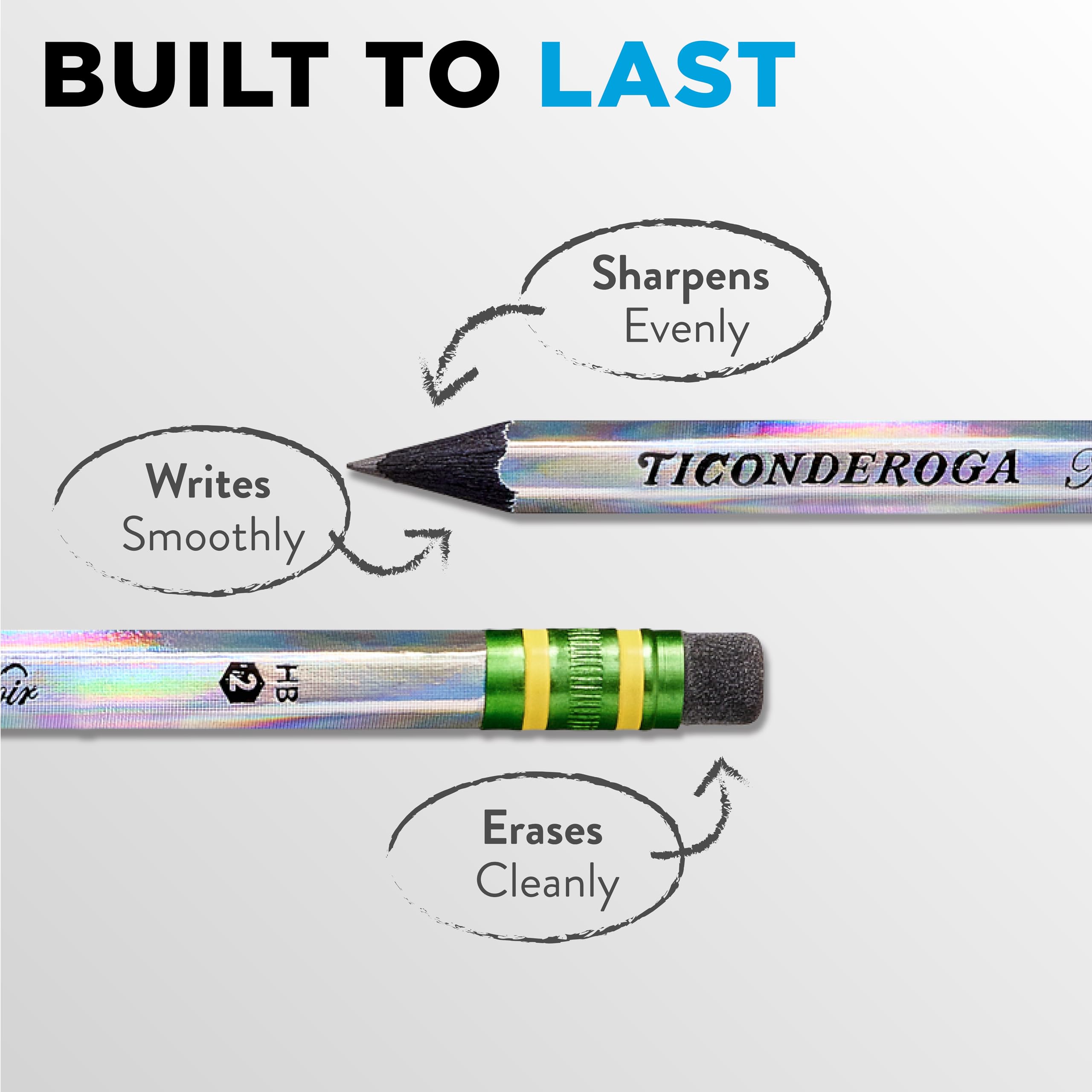 Ticonderoga Noir Black Wood-Cased #2 Pencils, Holographic Design, 12 Count - Image 3