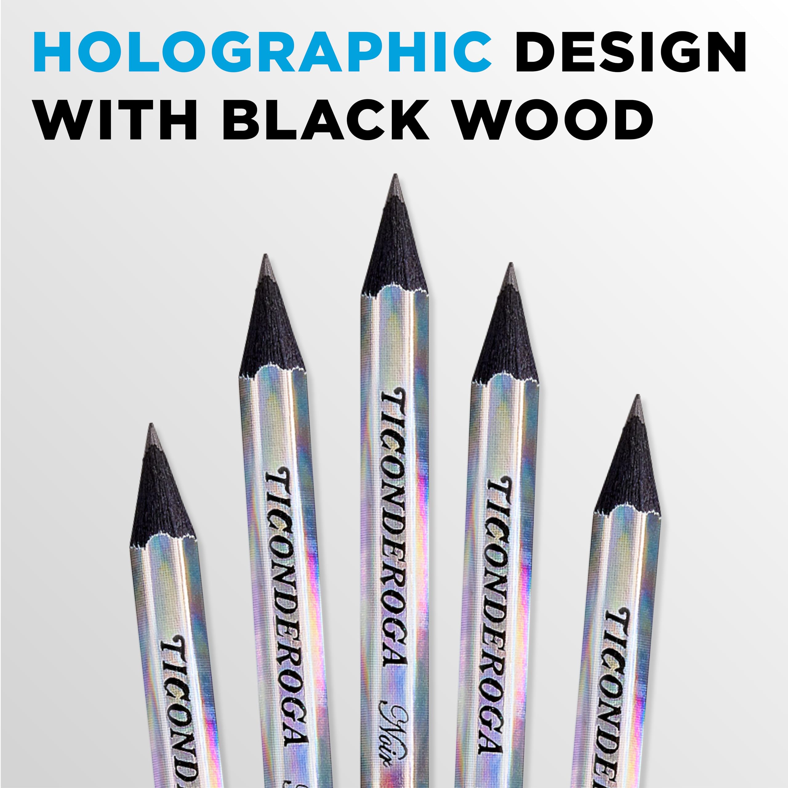 Ticonderoga Noir Black Wood-Cased #2 Pencils, Holographic Design, 12 Count - Image 4