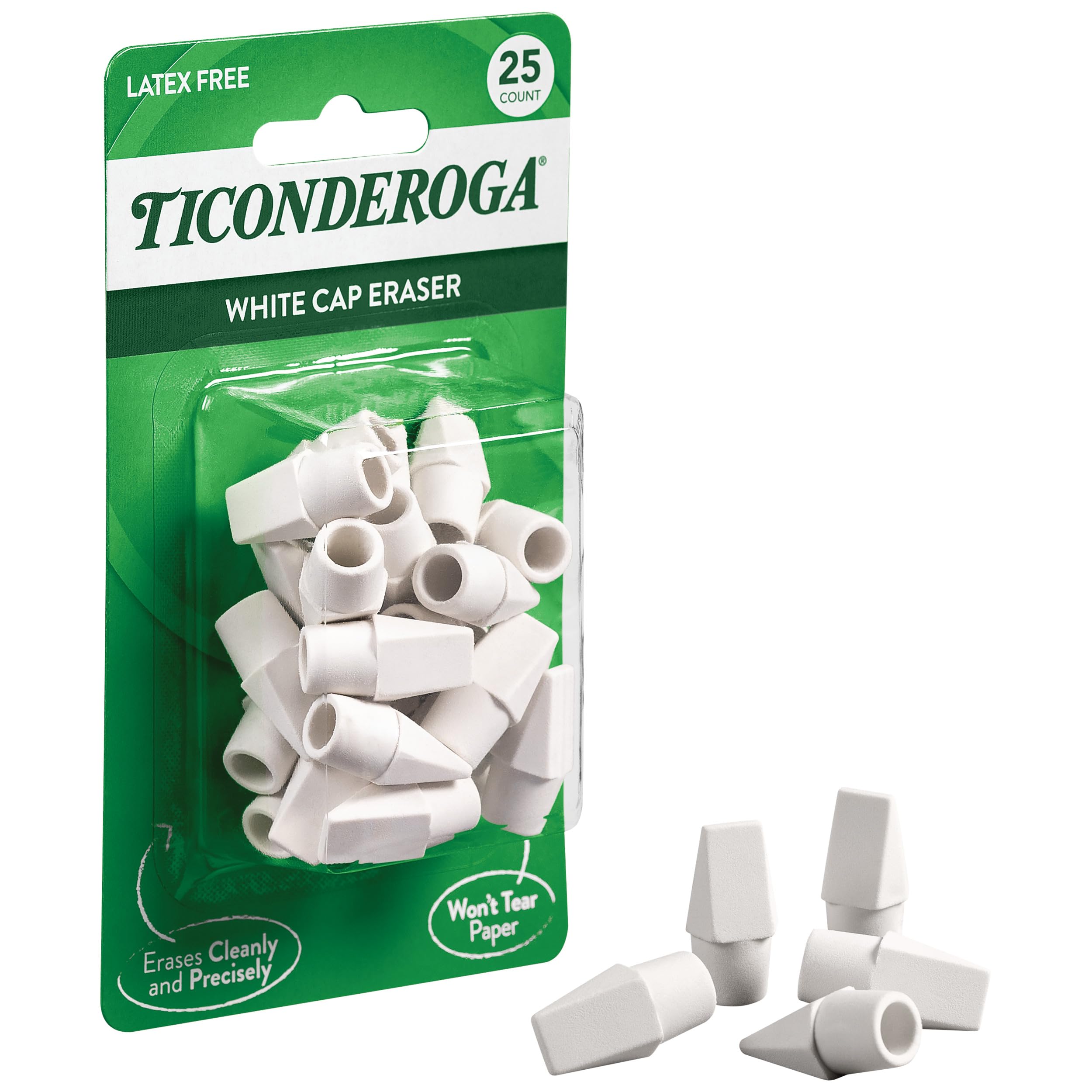 Ticonderoga Pencil Cap Erasers, White, 25 Count, 6 Packs (X38025) - Image 4