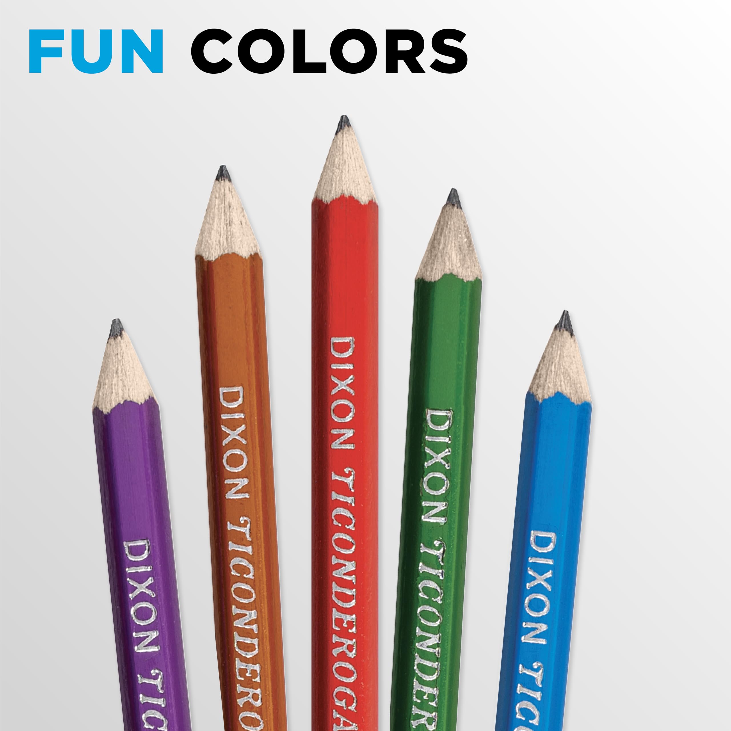 TICONDEROGA Pencils, Wood-Cased Graphite, #2 HB Soft, Pre-Sharpened, Assorted Color Barrels, Black Lead, 10-Pack (13932) - Image 4