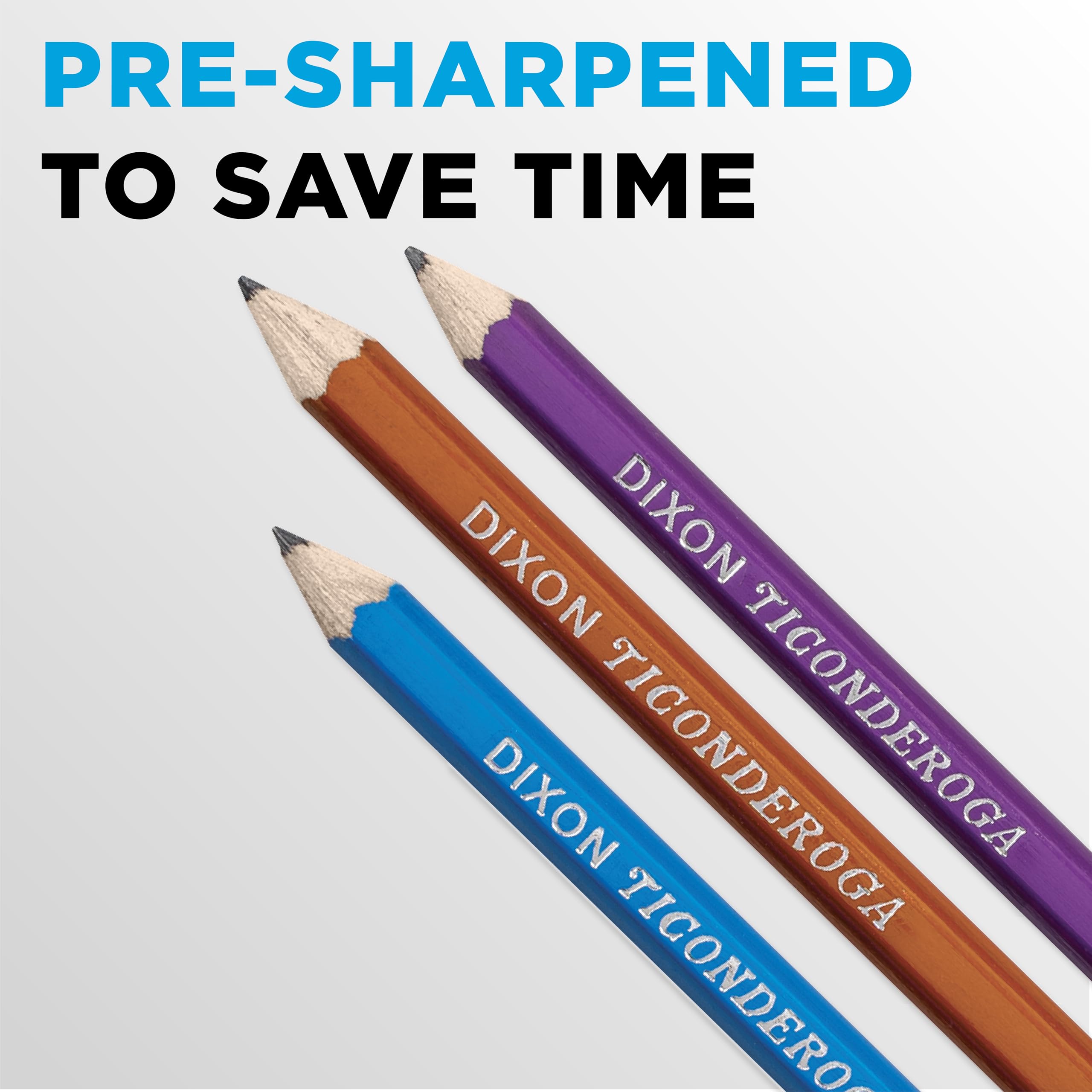 TICONDEROGA Pencils, Wood-Cased Graphite, #2 HB Soft, Pre-Sharpened, Assorted Color Barrels, Black Lead, 10-Pack (13932) - Image 5