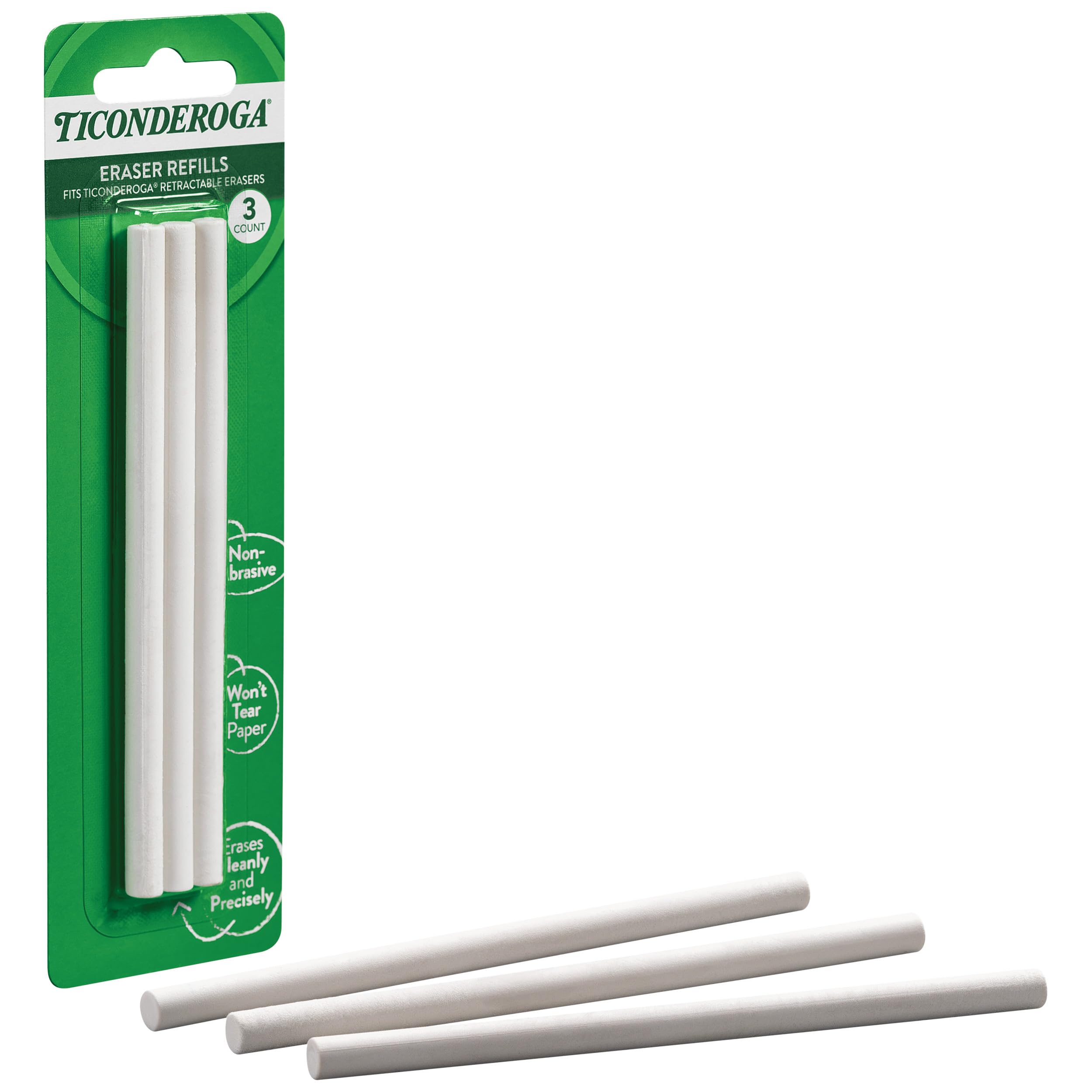 Ticonderoga Retractable Eraser Refills, White, 3 Count, 6 Packs (X38003) - Image 4