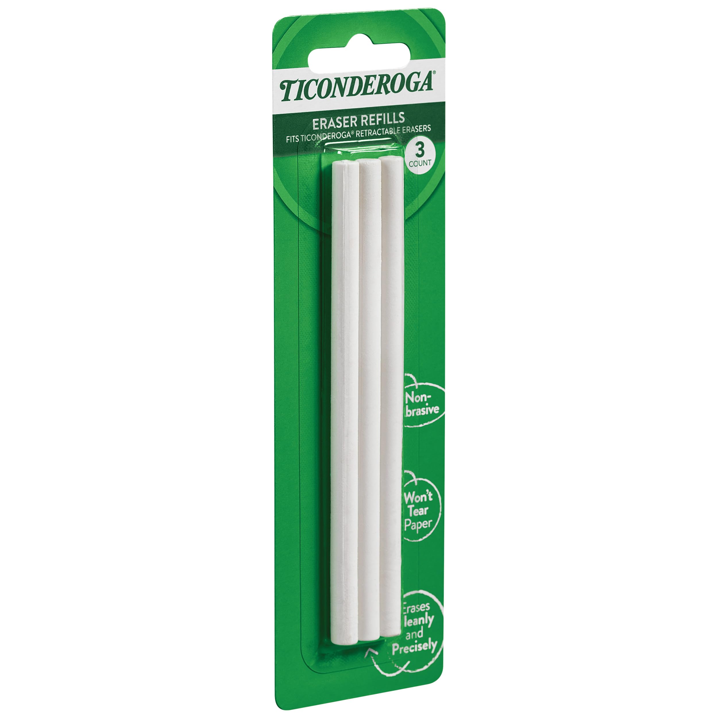 Ticonderoga Retractable Eraser Refills, White, 3 Count, 6 Packs (X38003) - Image 5
