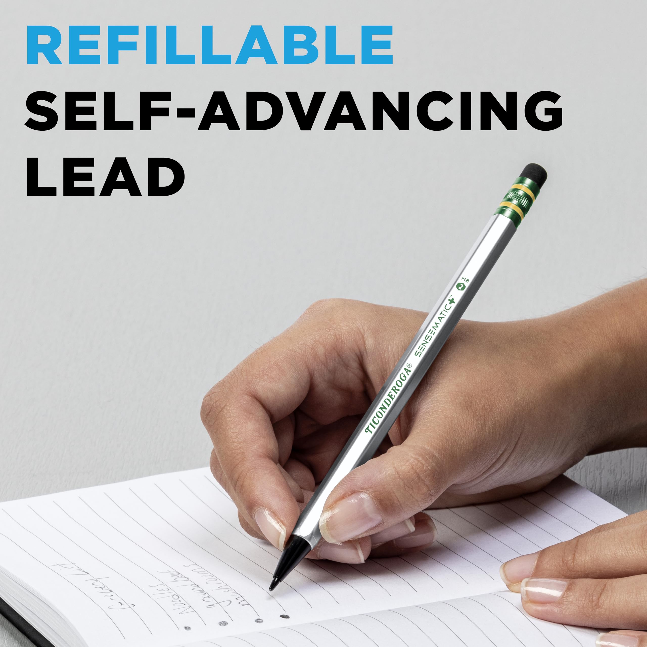 Ticonderoga Sensematic Mechanical Pencil, 0.7mm Lead, Silver, 2 Count - Image 3