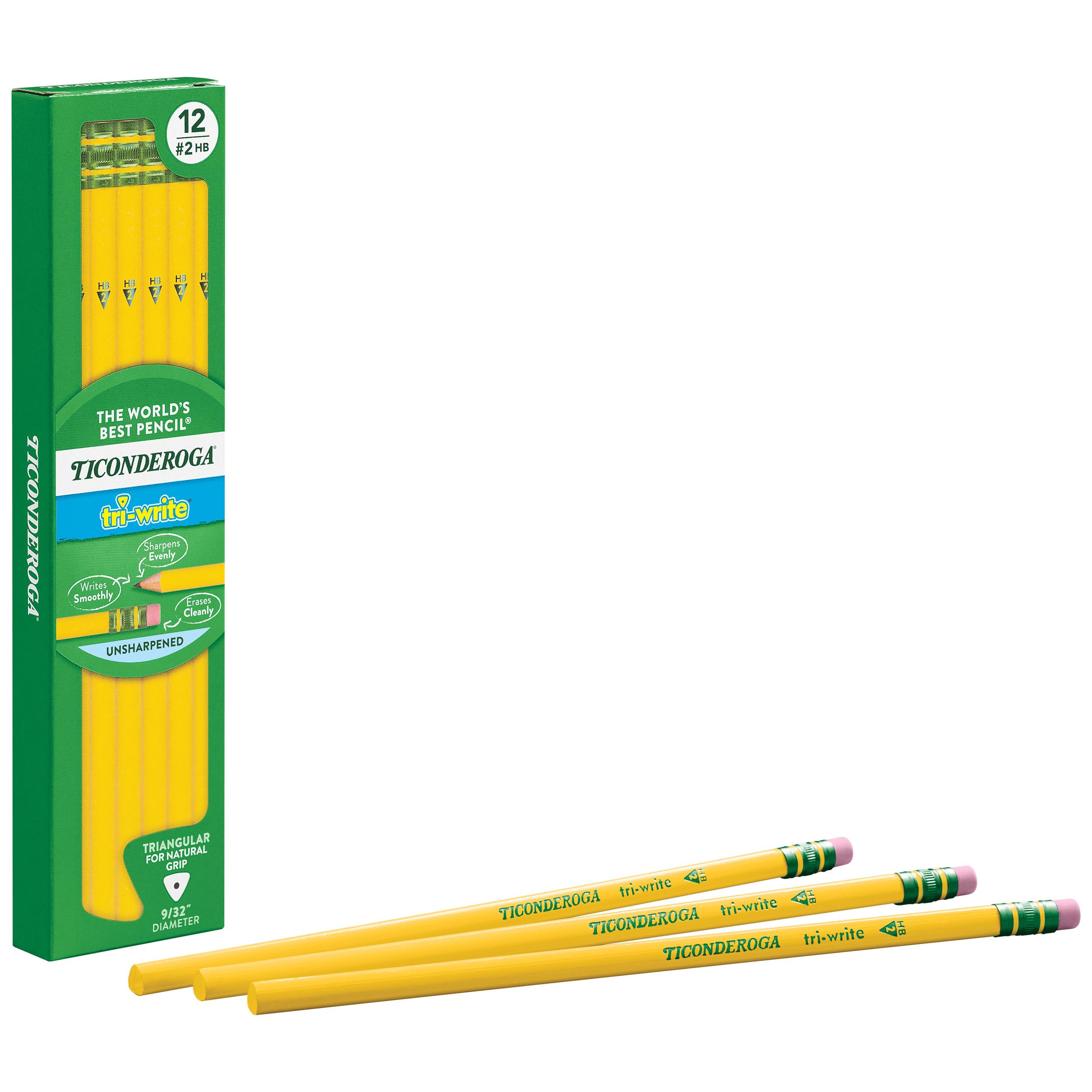 Ticonderoga Tri-Write Wood-Cased Pencils, 2HB Soft, Yellow, 12 Count - Image 5