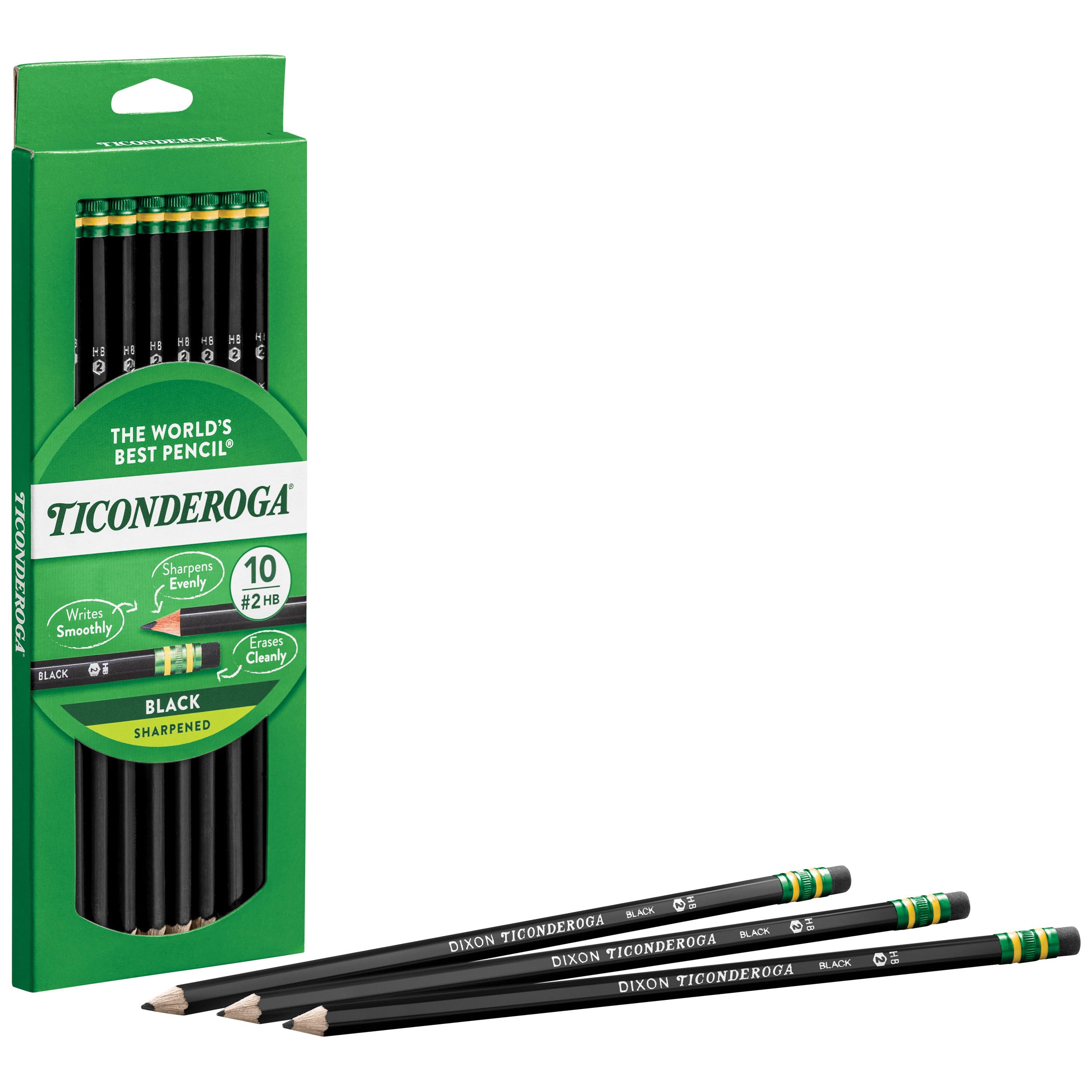 Ticonderoga Wood-Cased Pencils, Pre-Sharpened, 2 HB Soft, Black, 10 Count - Image 5