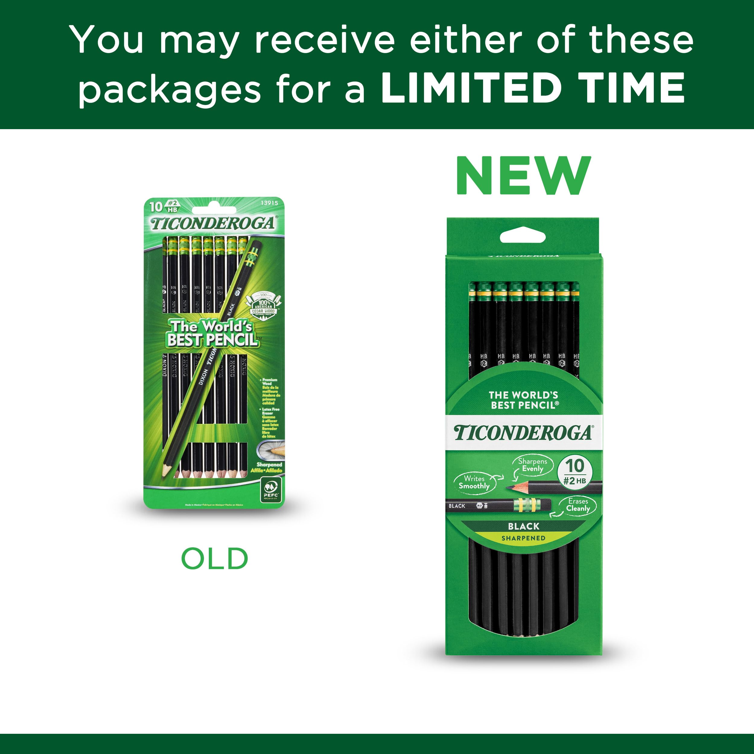 Ticonderoga Wood-Cased Pencils, Pre-Sharpened, 2 HB Soft, Black, 10 Count - Image 6