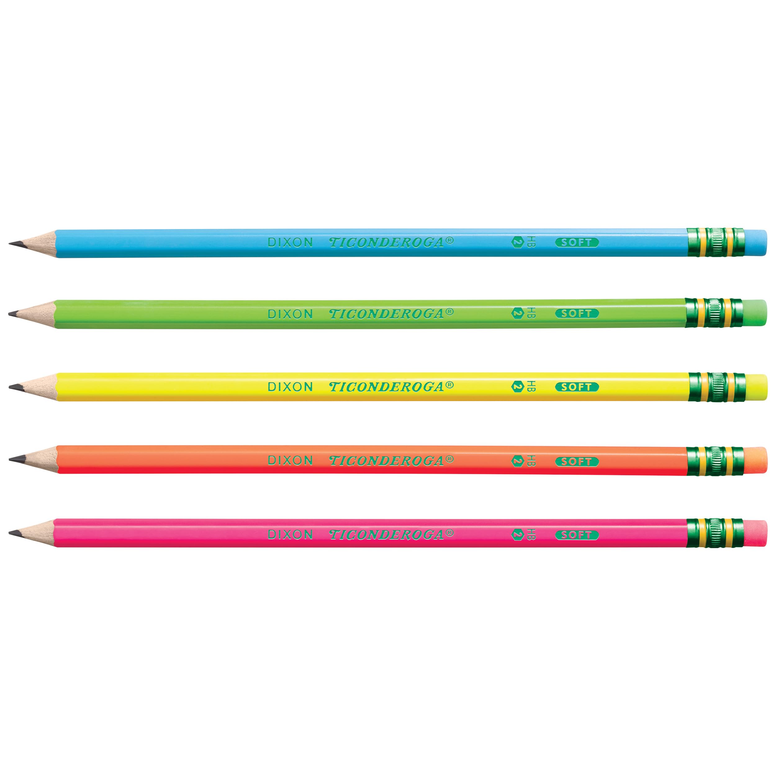 Ticonderoga Wood-Cased Pencils, Pre-Sharpened, #2 HB Soft, Neon Colors, 18 Count - Image 3