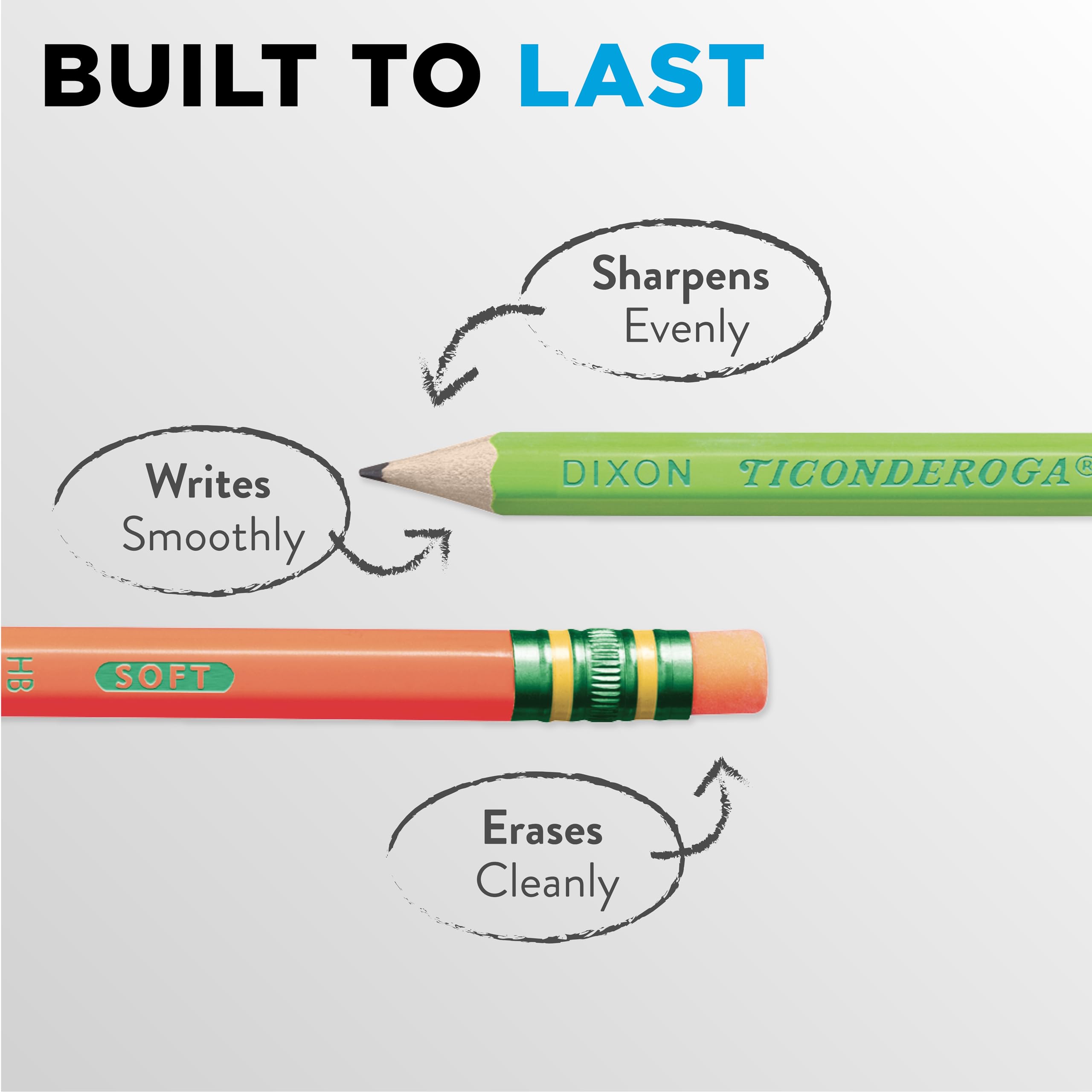 Ticonderoga Wood-Cased Pencils, Pre-Sharpened, #2 HB Soft, Neon Colors, 18 Count - Image 4