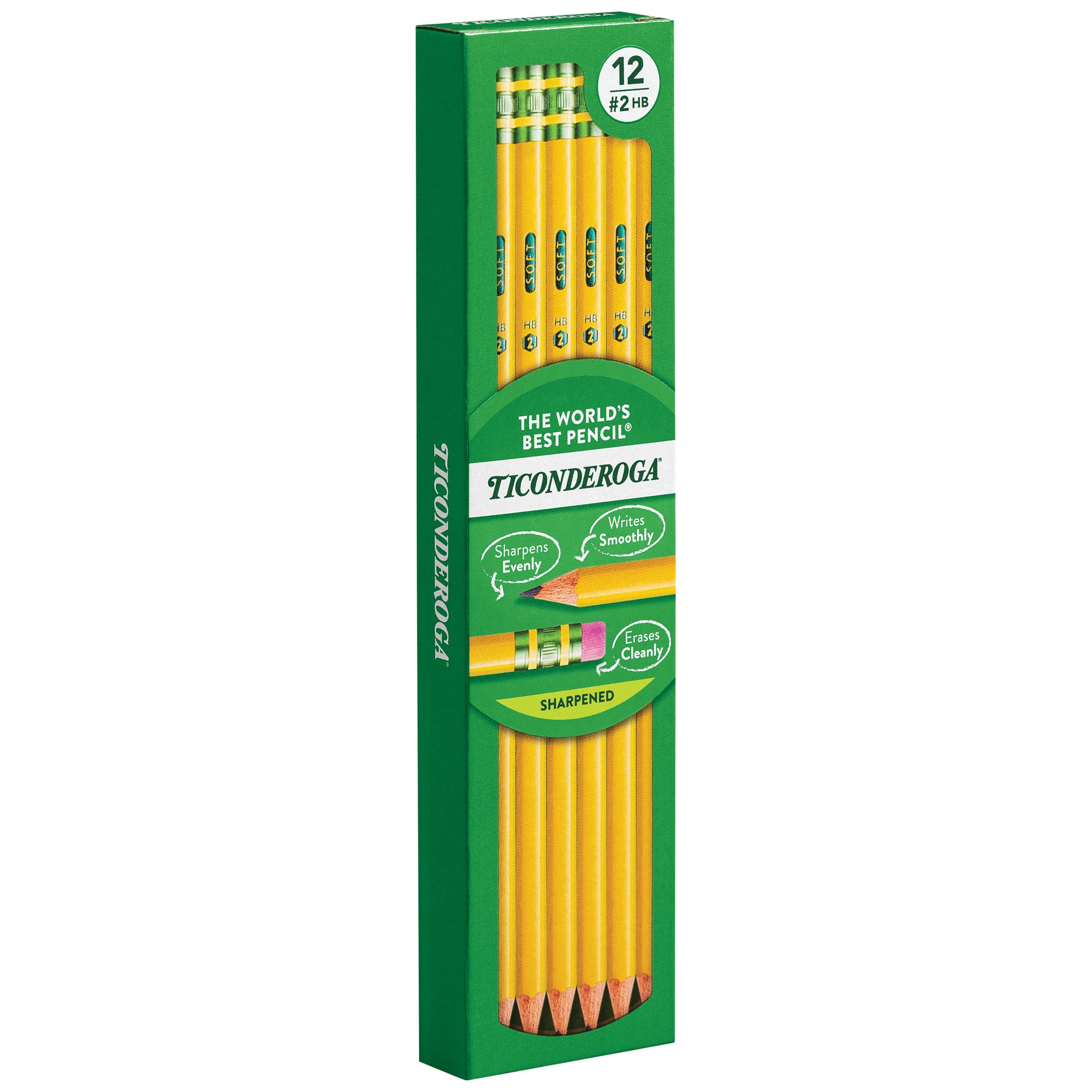 Ticonderoga Wood-Cased Pencils, Pre-Sharpened, 2 HB Soft, Yellow, 12 Count - Image 5