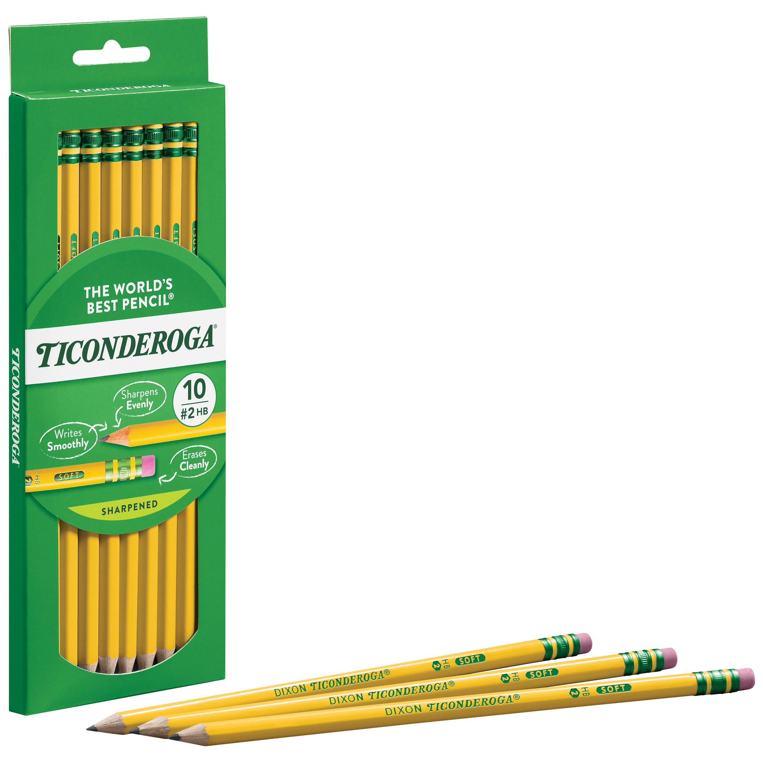 Ticonderoga Wood-Cased Pencils, Pre-Sharpened, 2 HB Soft, Yellow, 10 Count - Image 4