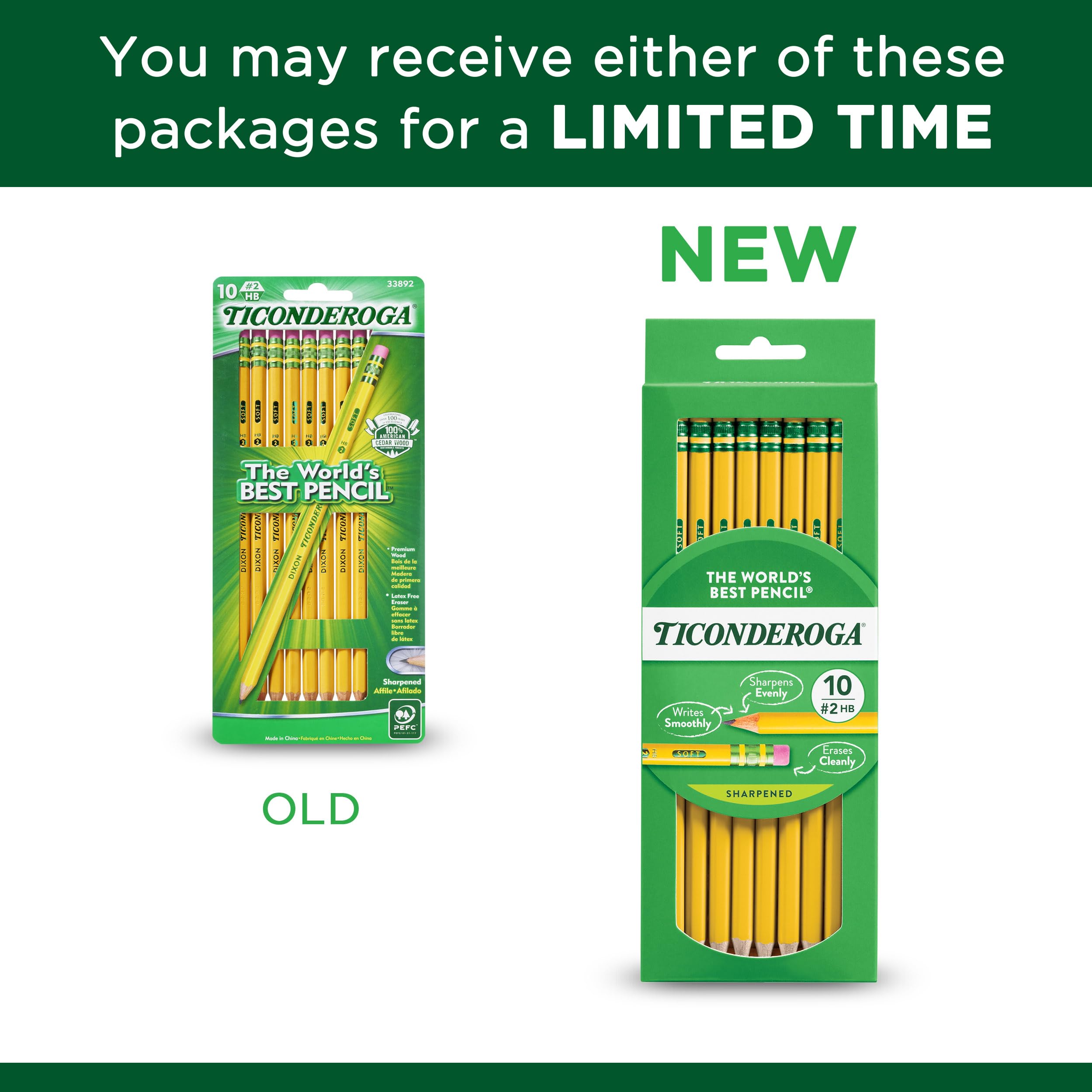 Ticonderoga Wood-Cased Pencils, Pre-Sharpened, 2 HB Soft, Yellow, 10 Count - Image 5
