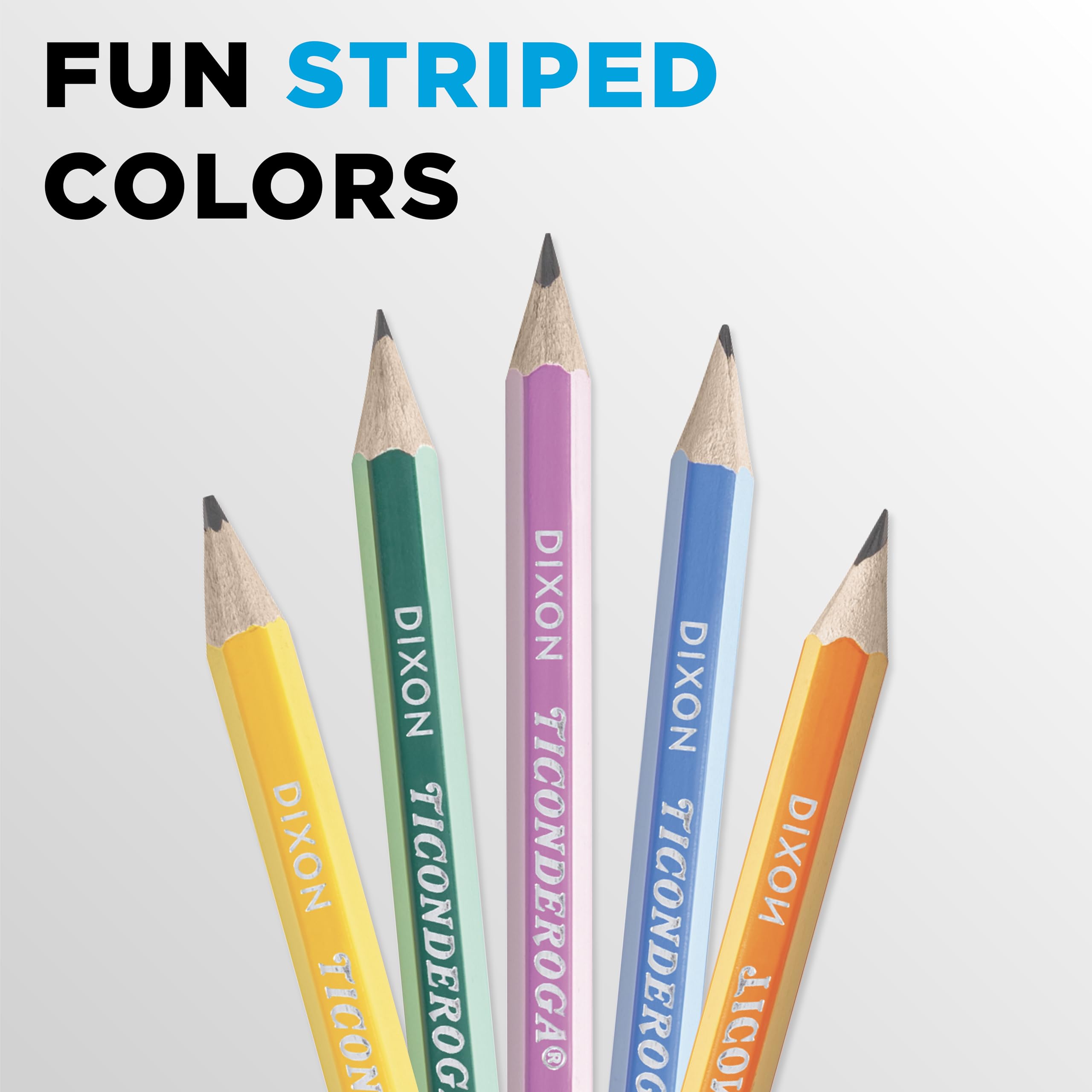 Ticonderoga X13910 Striped Wood-Cased Pencils, 2 HB Soft, Pre-Sharpened, 10 Count, Assorted Colors - Image 5